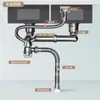Desagüe para lavabo de doble seno con sifón, a prueba de olores, antiatascos, a prueba de fugas, tubería de drenaje ahorradora de espacio para gabinetes, personalizable