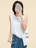 2026 Nuevo Modelo Chaleco de Color Sólido Completamente de Diamantes Cuello Redondo Elegante Moda Versátil Holgado Talla Extra Sin Mangas Camiseta Versátil Tendencia Ins