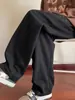 Pantalones de Chándal Talla Grande 150 kg con Hoja Curva para Hombres y Mujeres, Delgados para Primavera y Verano, Estilo Americano Suelto de Pierna Ancha, Deportivos Casuales Largos