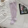 Meias finas Shoeshangmian para primavera e verão, estilo semi-transparente Miu, estilo balé, borda dobrada, cor sólida, meias longas empilhadas estilo coreano