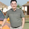 Camiseta de Verão do Papai Camiseta de Manga Curta para Homens de Meia-Idade Top com Gola de Seda e Algodão Roupas para Pessoas de Meia-Idade e Idosos Roupas Masculinas de Vovô