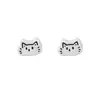 Pendientes de Gato y Perro de Resina con Dibujos Animados Simples de Plata S999 para Mujer, Frescos y Dulces, Pendientes de Botón Lindos y Versátiles