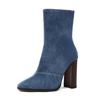 Botas de mujer de moda de tubo corto con tacón grueso a juego de colores, botas de talla grande europeas y americanas, suministro transfronterizo 74-4