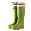 Botas de Lluvia de Moda Transfronteriza para Mujer, Zapatos para Agua de Caña Media-Alta, Botas de Lluvia para Estudiante Coreano, Zapatos de Goma Impermeables para Trabajo al Aire Libre para Mujer, Botas Altas