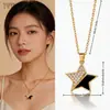 Colar de Aço Titânio Estrela de Cinco Pontas Mais Vendido da Cross para Mulheres, Pingente Personalizado com Zircônia Microcravejada, Acessórios Versáteis de Luxo Leve, Joias de Verão