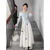 Falda Traje Dulce y Juguetona para Mujer, Nuevo Estilo Primavera y Verano, Manga Larga, Chic, Top Adelgazante, Moderna y Versátil Falda Media