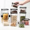 Contenedores herméticos para almacenar granos, especias y otros esenciales de cocina; cajas de plástico transparente de grado alimenticio para almacenar productos secos y té