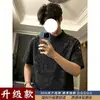 Camiseta masculina de verão estilo americano, tie-dye preto bordado, manga curta, cleanfit, patchwork, gola alta, para casais, alta qualidade, manga curta