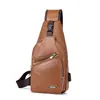 Nova Bolsa de Peito PU 2019 Versão Coreana de Mochila Pequena Masculina Moda Casual Mochila de Grande Capacidade Suporte