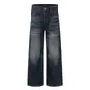 Jeans Rectos Lavados Americanos Versátiles para Hombre, Holgados, Estilo Hipster Cool Street, Pantalones Rectos Básicos de Largo Completo