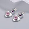 Aretes de Amor Rosa Circonita Arcoíris para Mujer, Aretes de Diseño Personalizado