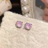Pendientes de Corte de Fuegos Artificiales Azules Brillantes de Lujo Ligero para Mujer, Pendientes de Moda de Nicho para el Lóbulo de la Oreja, Pendientes de Diamante de Alto Carbono Color Rojo Rosa