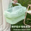 Cesta Plegable para Picnic de Camping al Aire Libre, Conveniente para Viajar, con Tapa, Gran Capacidad, Cubo de Almacenamiento Portátil Multifuncional para Pesca