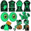 Señales Exteriores Luminiscentes para Halloween 2026: Esqueleto, Lápida, Fantasma, Gato Negro, Prohibido el Paso al Patio Señales