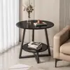 Mesa de centro pequeña mesa auxiliar de sofá doble capa sala de estar mesa redonda pequeña dormitorio simple estante de almacenamiento de mesita de noche balcón mesa de centro pequeña