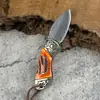 Mango Nuevo de Hueso de Vaca Cuchillo de Desempaque Acero de Damasco Navaja Plegable Mini Navaja Plegable para Exteriores Fabricante Stock Disponible