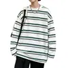 Camiseta de manga larga a rayas con estampado digital, moderna y versátil, un nuevo estilo casual para hombres y mujeres, perfecta para otoño e invierno