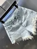 Shorts de Mezclilla Retro Irregulares Desgastados Azul Claro para Mujer, Verano Sexy de Cintura Baja Pierna Ancha Rectos Hot Pants