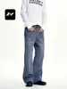 Pantalones de Trabajo Rectos Estilo Francés Retro Americano Ricos para Hombres y Mujeres Holgados Casual Adelgazantes Lavados Desgastados Modernos Pantalones Largos con Capas 3D