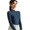 Camiseta básica elegante de cuello alto medio estilo francés para mujer, camiseta de manga larga ajustada para otoño e invierno, top de punto para capa interior para mujer