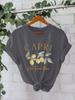 Playera de Algodón Puro Verano Europeo y Americano Manga Corta Cuello Redondo Exportación Transfronteriza Estampado de Patrón Americano Camiseta de Mujer Fábrica de Exportación