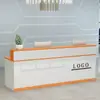 Balcão de recepção pintado, balcão de recepção moderno, balcão de caixa de loja de roupas, mesa de bar pequena, balcão de recepção simples para empresa