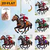 Decorações Acrílicas Planas Transfronteiriças de Carro e Cavalo Decoração de Feriado Enfeites Pendentes Árvore de Natal 2D Papai Noel Decorações Pendentes