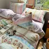 Algodón Puro Grado A para Mamá y Bebé Algodón en Bola Dibujos Animados Frescos Funda de Edredón Sábana Bajera Ropa de Cama para Dormitorio Estudiantil 4