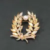 Broche Elegante de Espiga de Trigo com Zircônia, Uma Espiga de Trigo, Duas Espigas, Broche de Casaco de Pérola, Acessório para Vestidos de Estilo Europeu e Americano