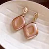 Pendientes de Plata con Resina de Madera en Forma de Rombo Moda Versátil para el Trabajo y la Vida Diaria Diseño de Moda Accesorios de Pendientes de Nicho para Mujeres