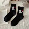 Calcetines Lindos de Gato de Dibujos Animados para Mujer, Calcetines Gruesos Cálidos de Tubo Medio para Otoño e Invierno, Calcetines Holgados Estilo Universitario, Calcetines de Lana Sin Costuras