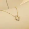 Collar de Girasol Estilo Japonés de Plata de Ley S925 con Incrustaciones Completas de Diamante para Mujer, Cadena de Cuello de Nicho de Alto Gama Chapada en Oro de 14K