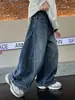 Jeans holgados de pierna ancha para niños, diseño moderno y genial, pantalones largos de pierna recta para niños mayores, pantalones casuales de moda para primavera y otoño