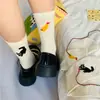 Calcetines de Media Caña con Estilo Japonés, Gatito de Dibujos Animados Lindo, Nuevos para Primavera y Otoño, Ilustración Linda, Tacón de Terciopelo, Puntos de Colores, para Estudiantes