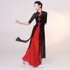 Roupas de Performance Clássica de Dança Chinesa Estilo Étnico Novas Roupas de Prática Divididas Roupas Longas Elegantes de Gaze para Mulheres Roupas de Performance de Dança