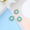 Colgante de aleación de estrella de cinco puntas con forma de gota de aceite, accesorios de joyería, pendientes, pulseras, colgantes multicolores de un solo agujero y doble cara.