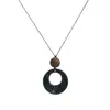 Collar Largo de Cuerda Negra con Colgante Circular para Mujer, Cadena Sencilla Versátil de Alto Nivel para Suéter, Accesorio de Cadena para Sudadera de Nicho para Otoño e Invierno