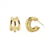 Brincos franceses elegantes e requintados em latão banhado a ouro em forma de C, brincos de design de nicho da moda em latão banhado a ouro 18K