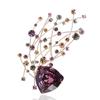 Exquisito broche grande con flor de cristal súper brillante, elegante broche de ramillete con diseño de nicho para chaqueta de abrigo de mujer de alta gama