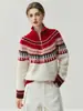 Nuevo suéter de jacquard de cachemira para otoño e invierno 2026, grueso y de corte holgado, suéter de mujer con media cremallera, tejido de punto de estilo retro y casual