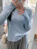 Top Base de Punto Redondo Blanco para Mujer Otoño Invierno Nueva Ropa Interior Suave y Esponjoso Top Suéter