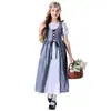 Fantasia medieval feminina de Halloween transfronteiriça, vestido longo infantil estilo pastoral vintage de duas peças falsas, role play de conto de fadas