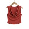Estilo Deseo Puro Chica Atractiva Hombros Descubiertos Cuello Oscilante Camiseta de Dos Vías Camiseta Básica Verano Nuevo Sexy Ajustado Sin Mangas Top