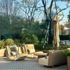 Diseño de Jardín Patio Exterior Oficina de Ventas Sofá de Exhibición Combinación de Aleación de Aluminio Acero Inoxidable Sofá Impermeable y a Prueba de Sol