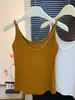 Camisola feminina com decote em U, perfeita para usar no verão e início do outono, uma peça versátil e estilosa para usar por baixo com um visual sofisticado, feita de algodão canelado