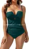 Traje de baño de una pieza para mujer Amazon Push-Up Cruzado Control de Barriga sin Tirantes de Soporte Adelgazante