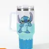 Taza Térmica Popular de Diamantes con Pegamento de Amazon Acero Inoxidable Diamante 40oz Taza de Coche con Asa Paja de Acero Inoxidable Taza Térmica