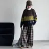 Conjunto de suéter e casaco para meninas, nova coleção outono 2026, conjunto estiloso para o início do outono para meninas, calça pantalona xadrez, roupas de outono