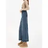 Jeans Rectos de Cintura Alta para Mujer, Nuevo Estilo Primavera y Otoño, de Alta Gama, Petite, Acortados, Estrechos, Pierna Ancha, Sueltos, Pantalones de Abuela