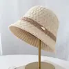 Gorro de Punto de Bloques de Color Nuevo Otoño para Mujer Elegante Versátil Simple Sombrero de Pescador con Protección Solar de Tendencia